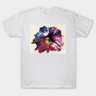 Blue Pink Gold Petunia Floral T-Shirt